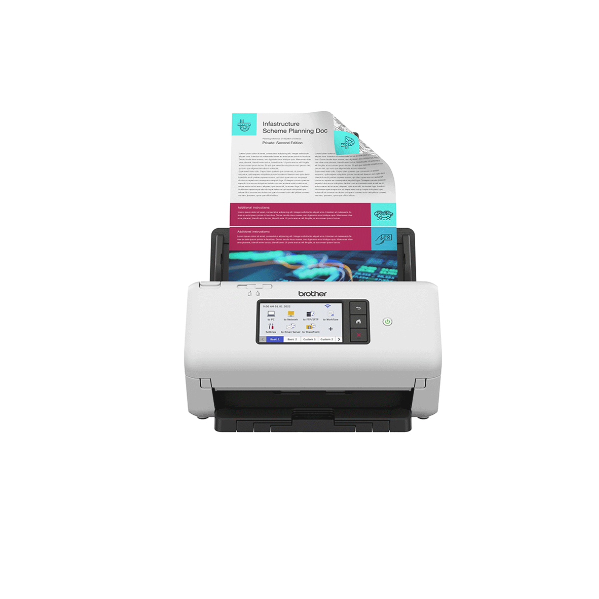 Brother ADS4700W Scanner desktop A4 con touchscreen, rete wireless e cablata ad alta velocità