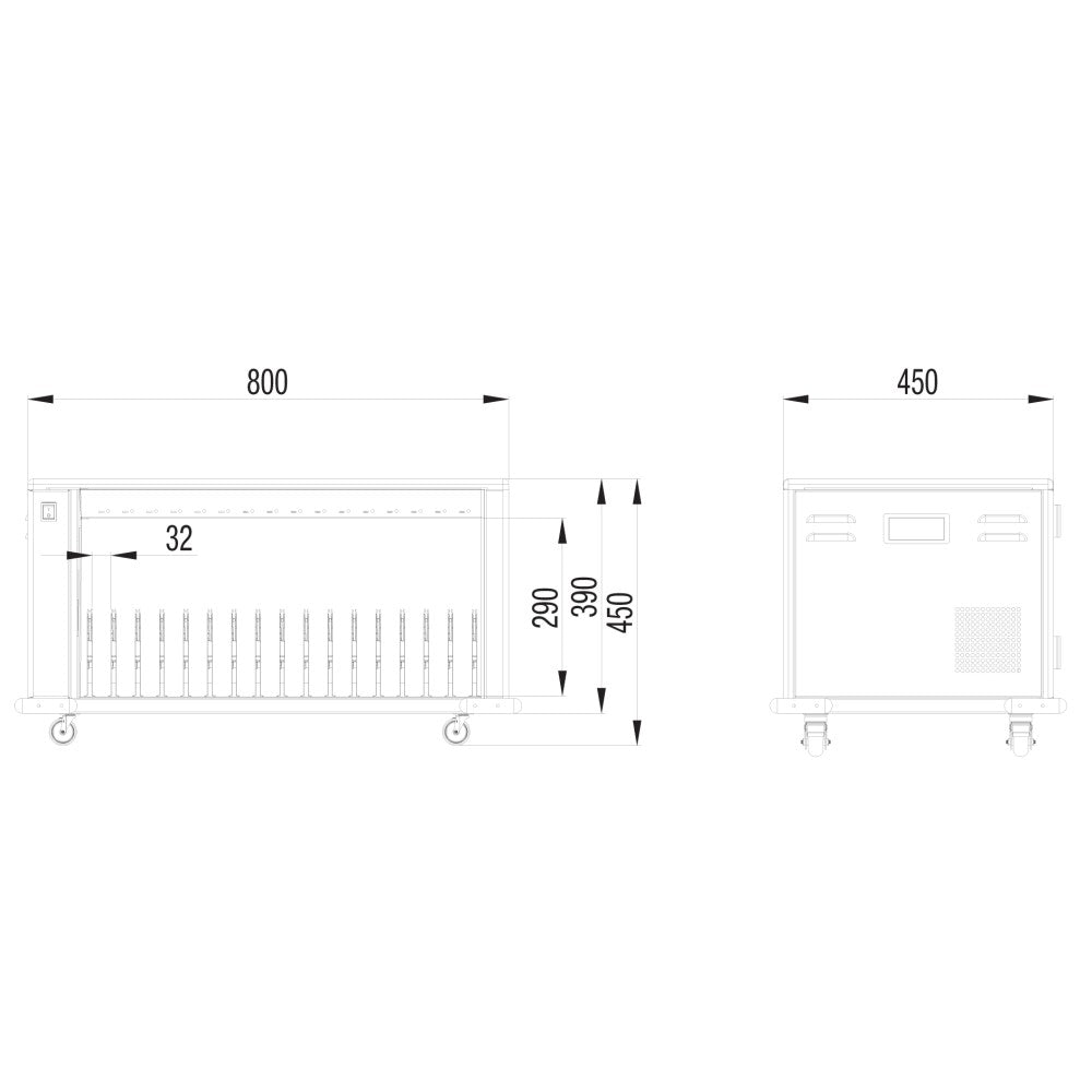 Carrello Stazione di Ricarica Ventilato per 16 Dispositivi USB-C™