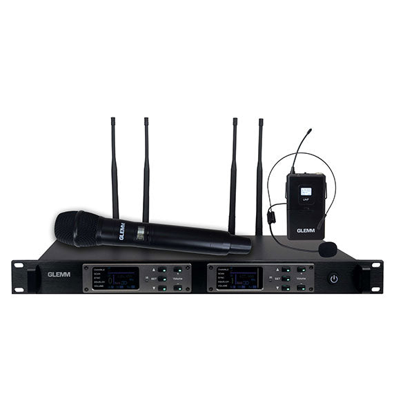 Doppio radiomicrofono UHF palmare + bodypack Glemm
