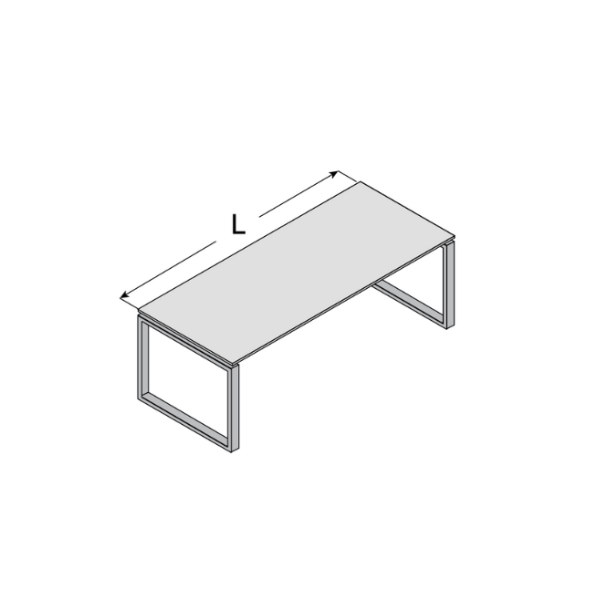 VISTA Scrivania da ufficio con piano in legno e coppia gambe ad anello P80
