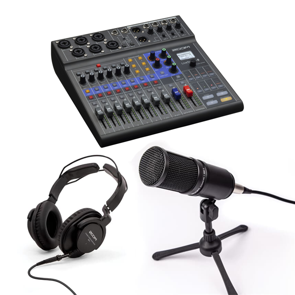 Kit Podcast scuola Zoom L-8 + 2 microfoni e 2 cuffie