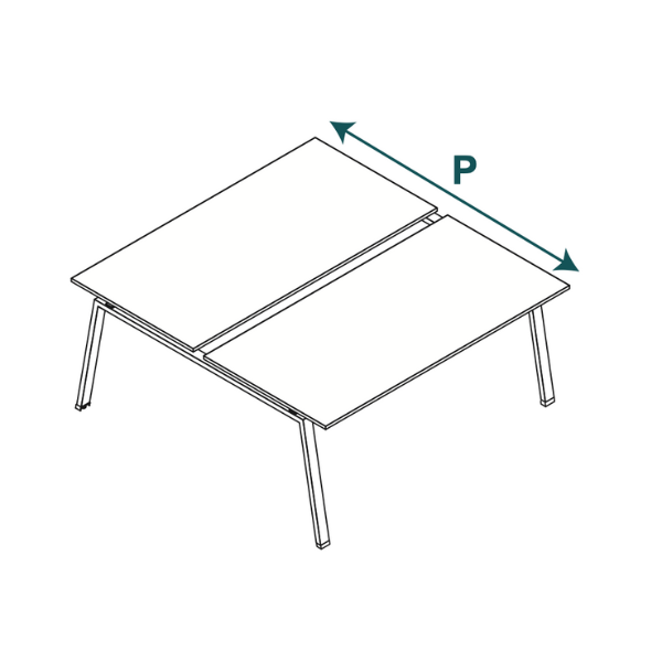 Tavolo riunione con piano in legno e coppia gambe a ponte L160 P166